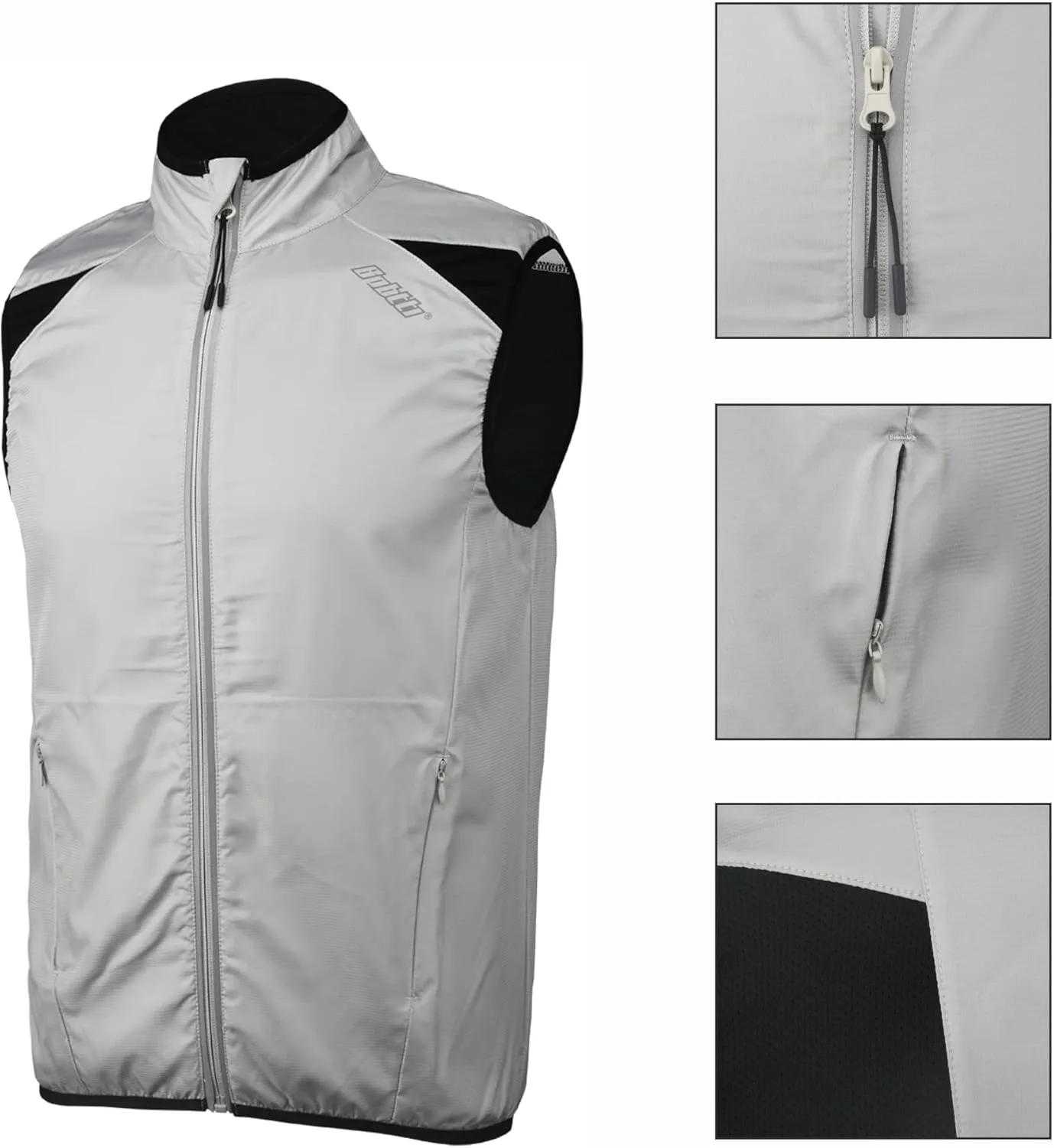 bpbtti Men's Cycling Running Vest Sleeveless Windbreakers With Two side Pockets(2.0) - Windproof, Breathable and Reflective