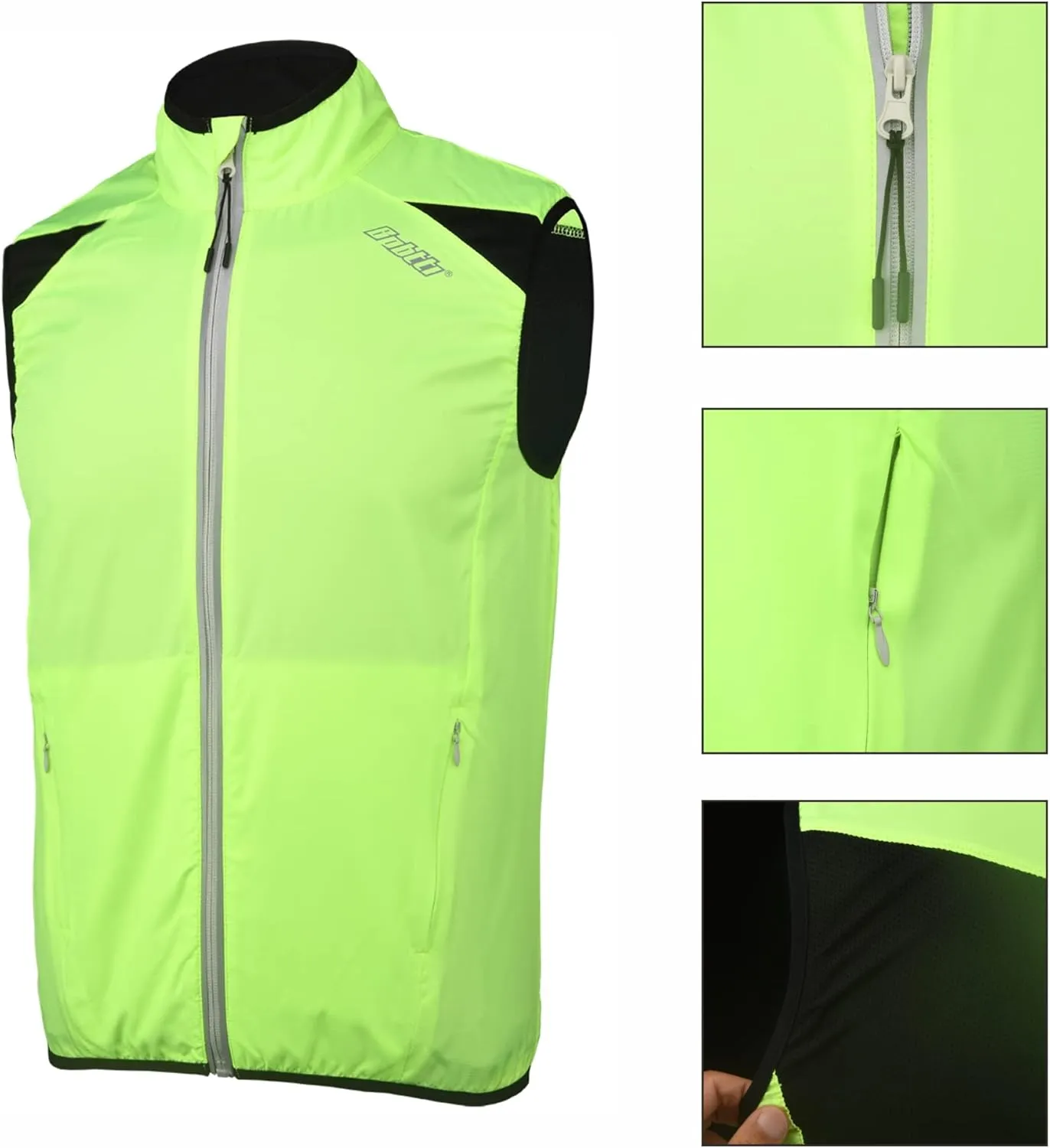 bpbtti Men's Cycling Running Vest Sleeveless Windbreakers With Two side Pockets(2.0) - Windproof, Breathable and Reflective
