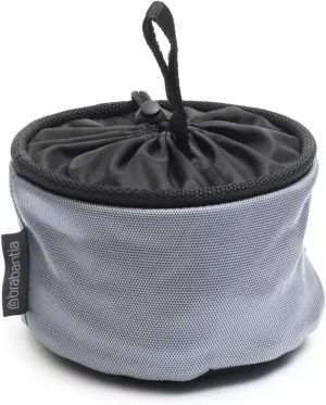 Brabantia Compact Clothespin Storage Bag with Hanging Loop & Closing Cord (Gray) Space Saving Organizer for Clothes Pins, Hangs on Clothesline or Drying Rack, Holds up to 75 Pins