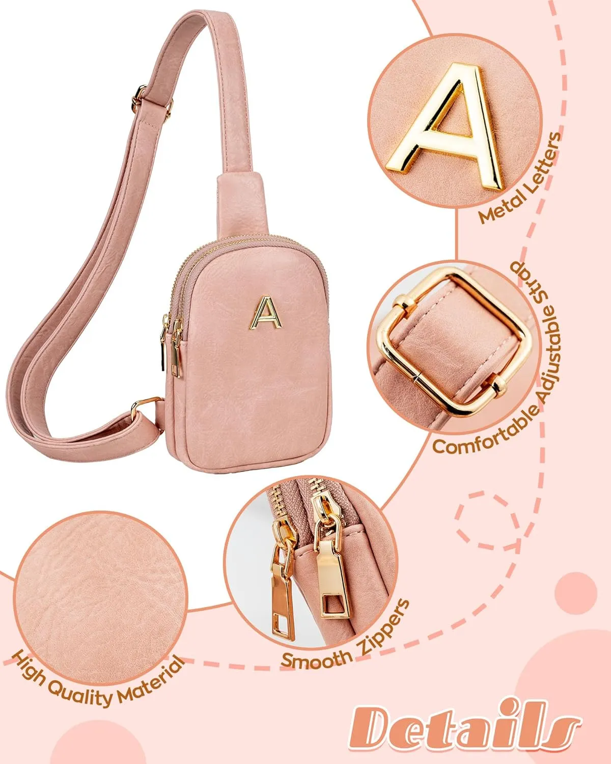Bridesmaid Flower Girl Gifts, Monogram Crossbody Purse for 8 9 10 11 12 13 14 15 16 Years Old Girls, Mini Sling Bag Crossbody, Cool Stuff for Teen Girls, Teachers Gifts, Stylish Trendy Stuff