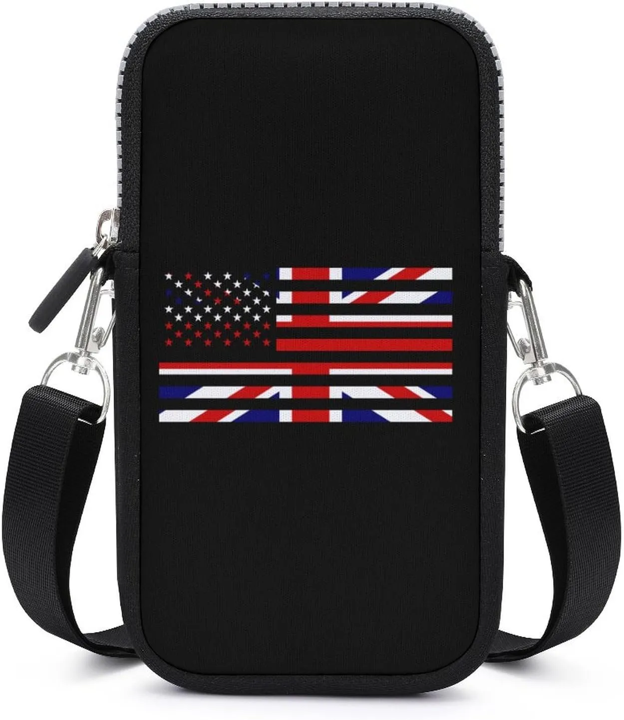 Britain U.S Flag Women Crossbody Phone Purse Adjustable Strap Cell Phone Shoulder Bag Small Belt Bag