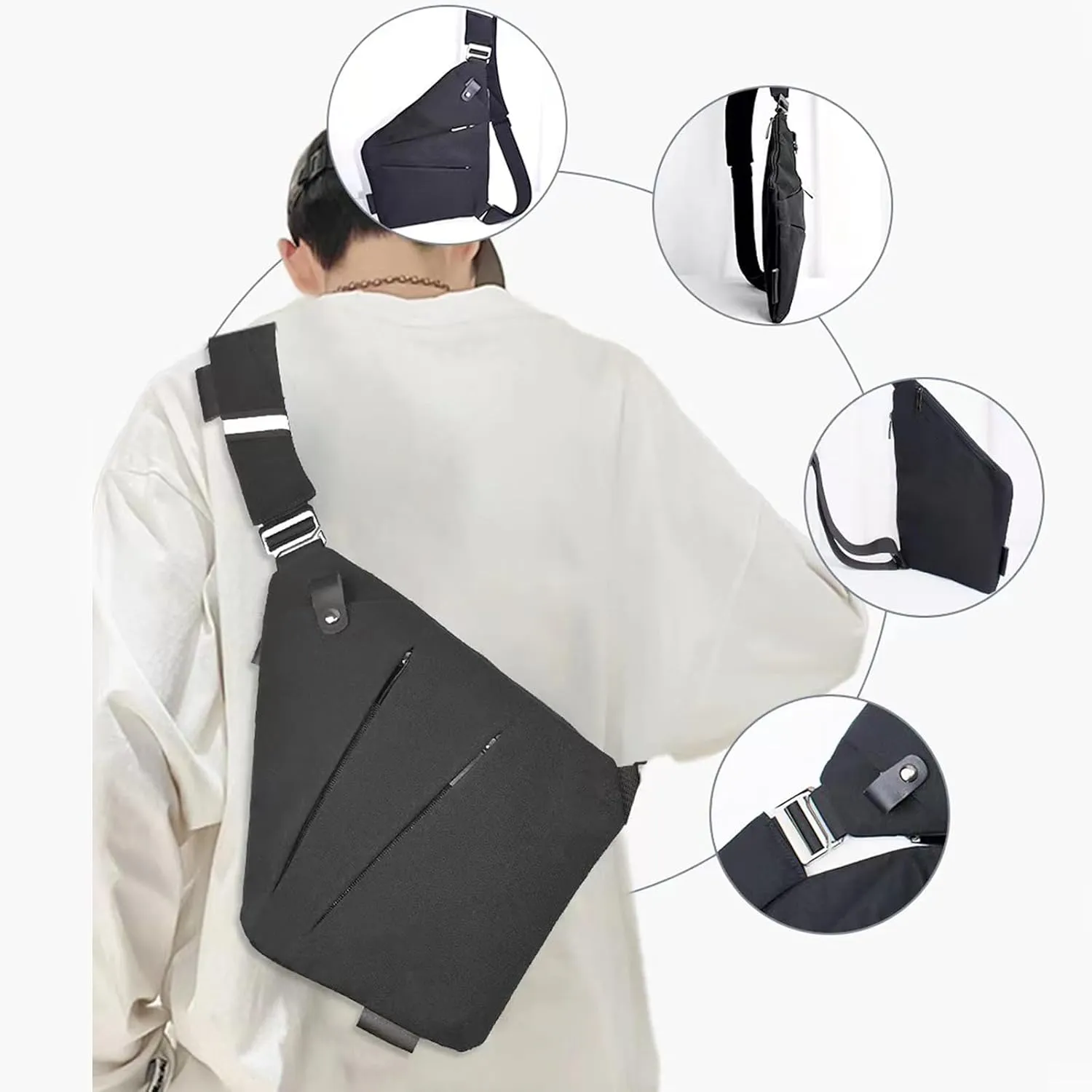 BROADREAM Anti Theft Crossbody Bag for Men Women - Slim Sling Bag Crossbody Shoulder Bag for Travel Hiking Sport Casual