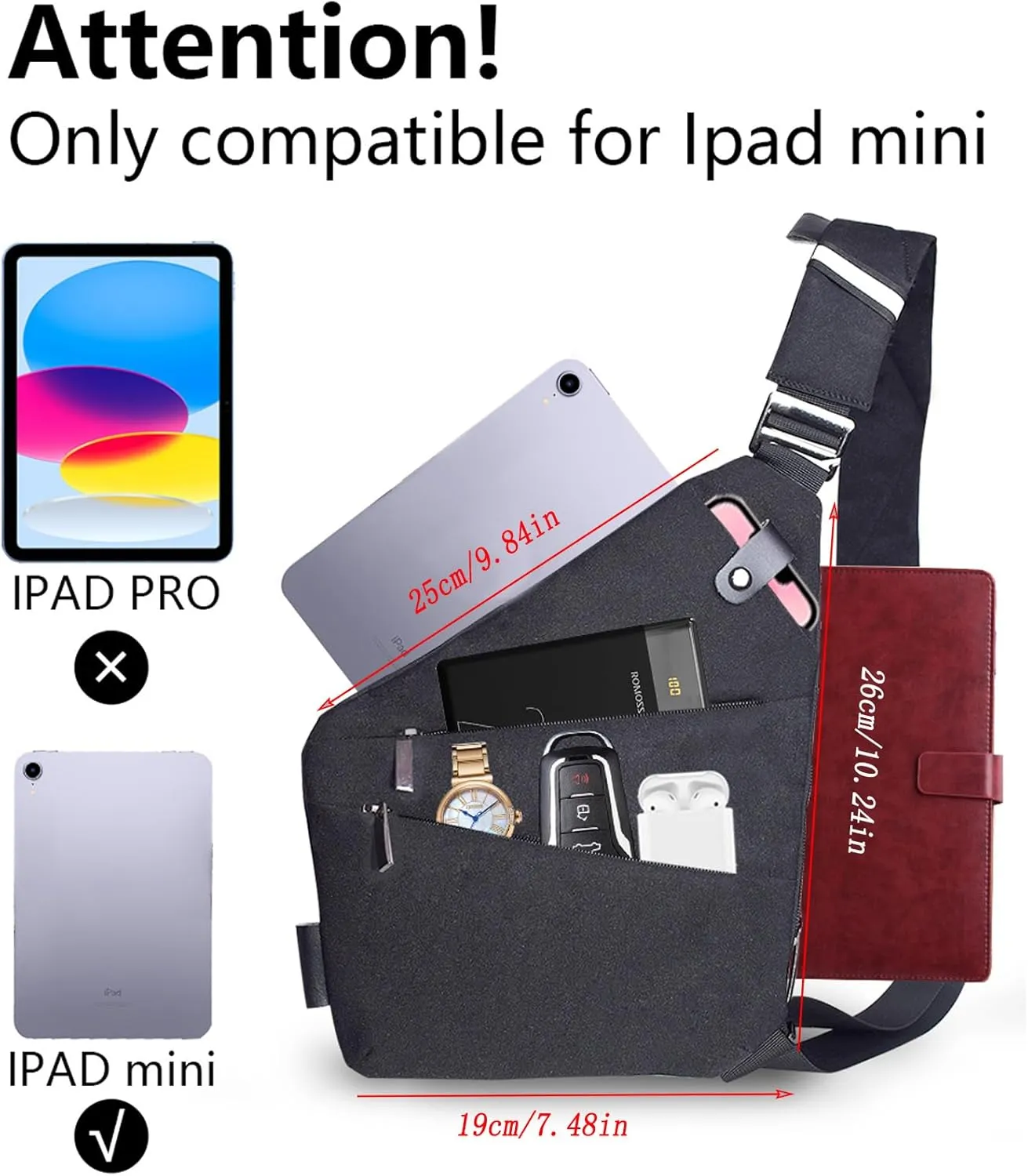 BROADREAM Anti Theft Crossbody Bag for Men Women - Slim Sling Bag Crossbody Shoulder Bag for Travel Hiking Sport Casual