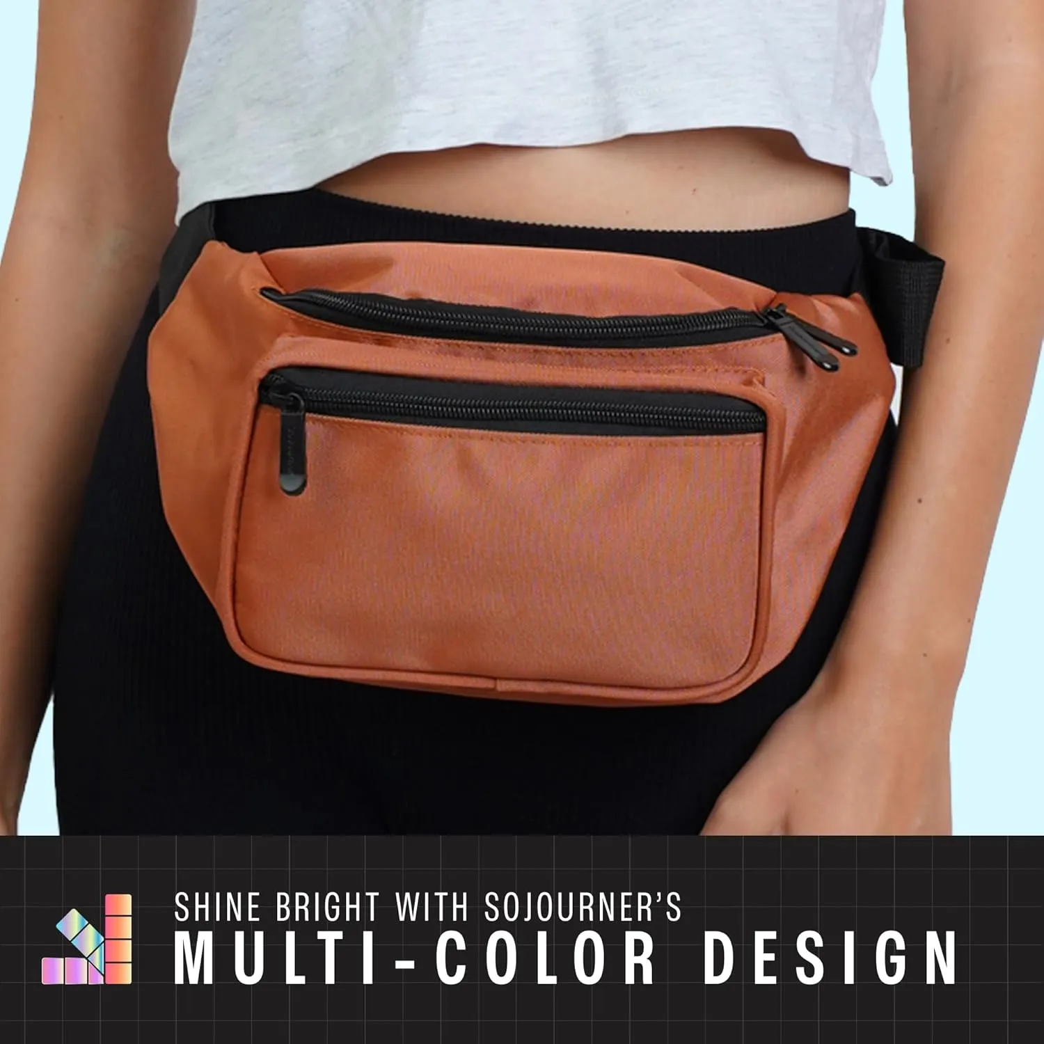 Brown Fanny Pack Belt bag - Crossbody Waist Bag for Men or Women - Hands-Free, Waterproof Large Bumbag for Hiking, Running, and Travel