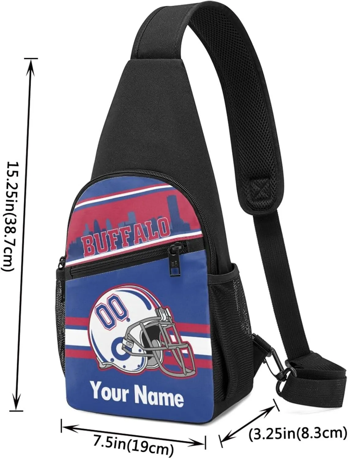 Bufallo Sling Bag,Custom Crossbody Sling Backpack With Name And Number,Personalized Cross Chest Bags,Sling Shoulder Backpack Daypack For Men Women Travel Outdoor