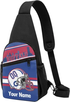 Bufallo Sling Bag,Custom Crossbody Sling Backpack With Name And Number,Personalized Cross Chest Bags,Sling Shoulder Backpack Daypack For Men Women Travel Outdoor