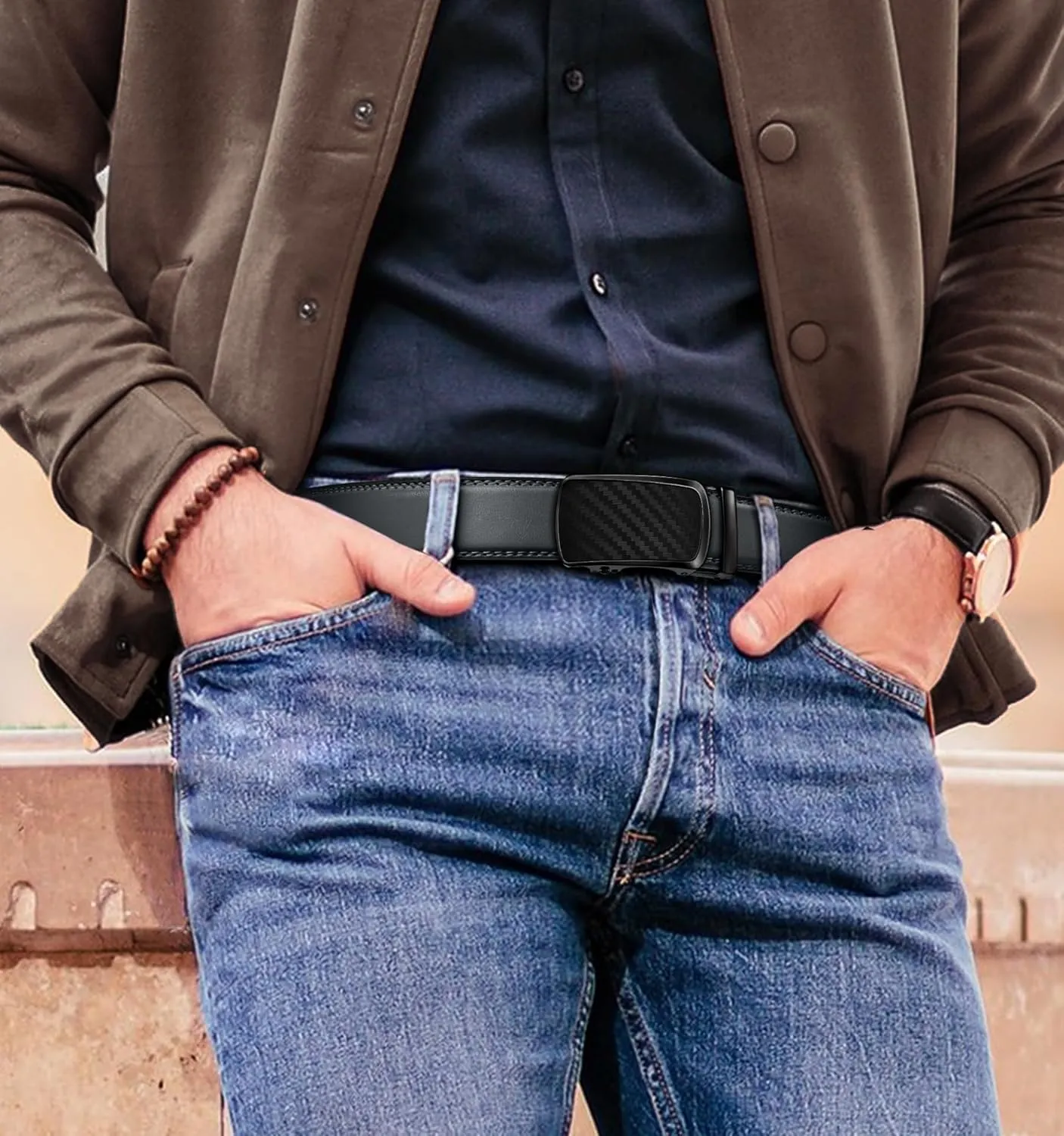 BULLIANT Men's Belt,Brand Ratchet Belt Of Genuine Leather For Gift Men Dress,Size Customized