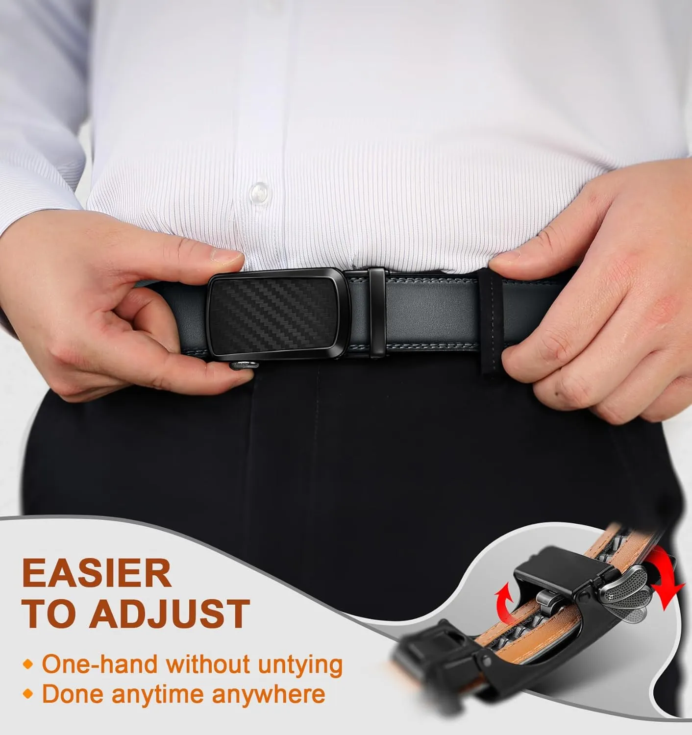 BULLIANT Men's Belt,Brand Ratchet Belt Of Genuine Leather For Gift Men Dress,Size Customized