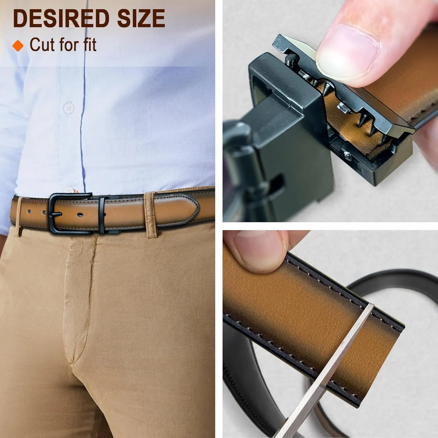 BULLIANT Men's Belt,Reversible Belt Adjustable For Gift Men 1.25”-Cut For Fit-2 Sides in 1 Belt(Not 2)
