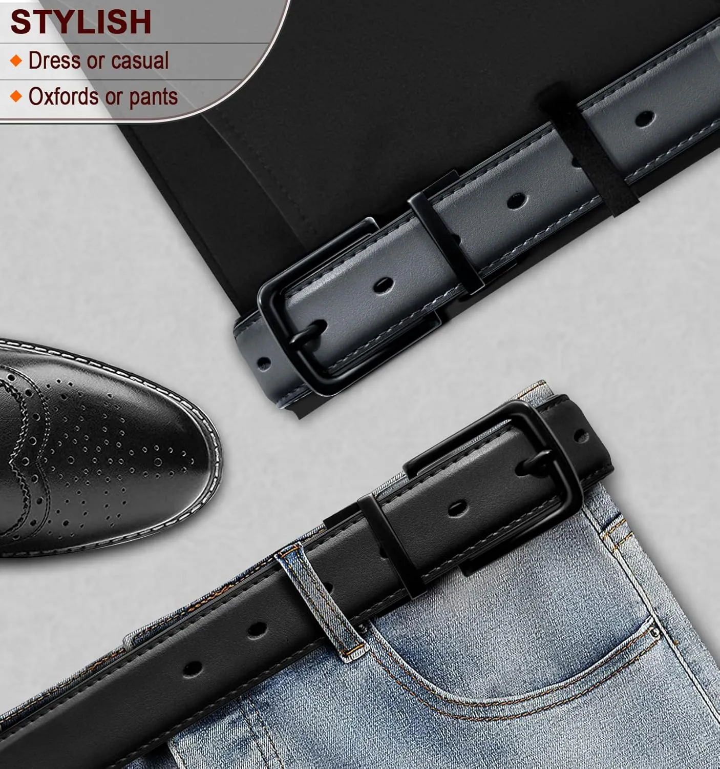 BULLIANT Men's Belt,Reversible Belt Adjustable For Gift Men 1.25”-Cut For Fit-2 Sides in 1 Belt(Not 2)