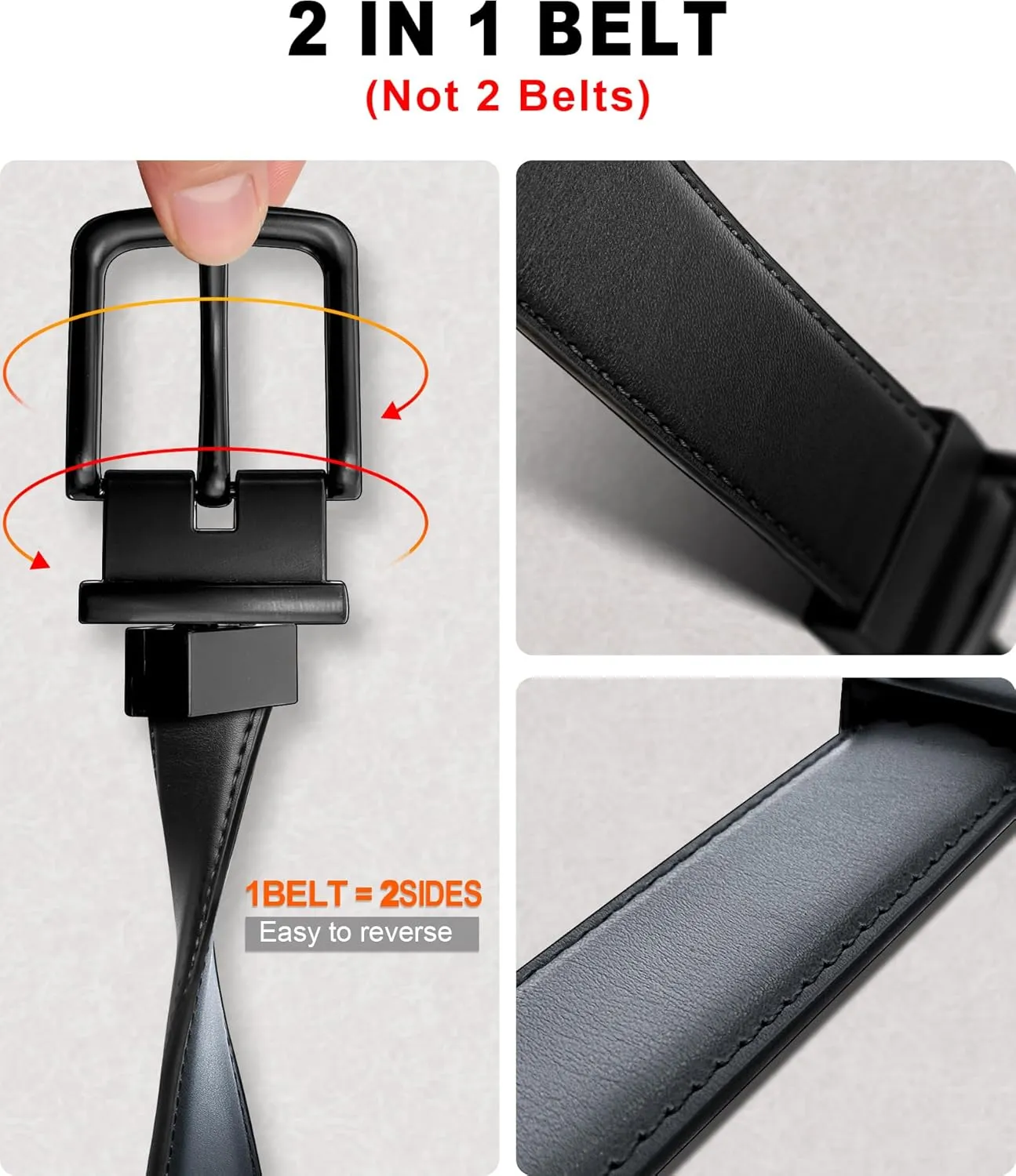 BULLIANT Men's Belt,Reversible Belt Adjustable For Gift Men 1.25”-Cut For Fit-2 Sides in 1 Belt(Not 2)