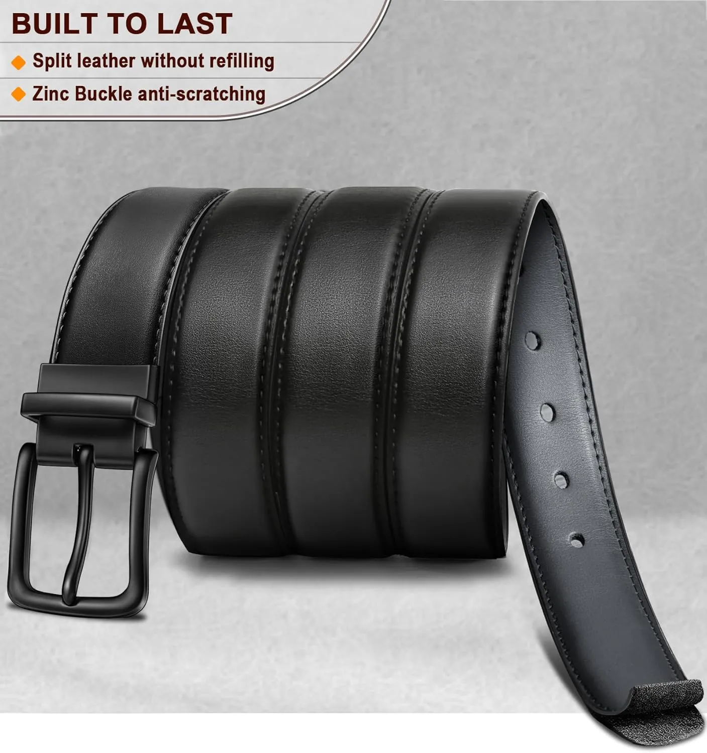 BULLIANT Men's Belt,Reversible Belt Adjustable For Gift Men 1.25”-Cut For Fit-2 Sides in 1 Belt(Not 2)