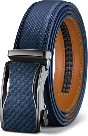 BULLIANT Mens Ratchet Belt,Leather Adjustable Slide Belt For Gift Mens Dress Casual 1 3/8",Size Adjustable