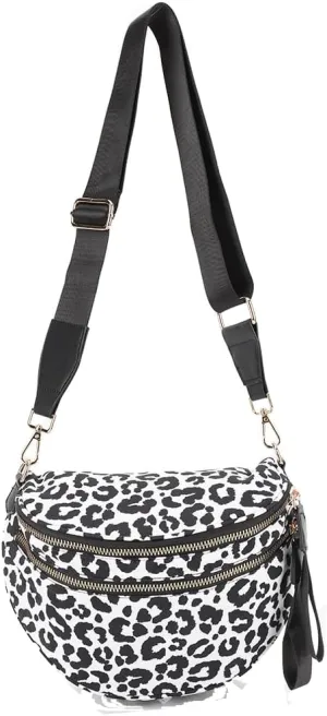 Bum Bags for Women Crossbody,Nylon Checkered Crossbody Bag Black and White Checkered Purse Oversized Slouchy Belt Bag