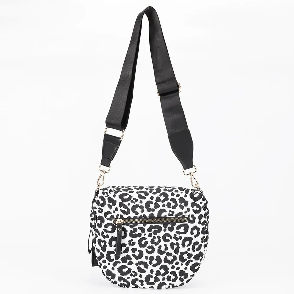 Bum Bags for Women Crossbody,Nylon Checkered Crossbody Bag Black and White Checkered Purse Oversized Slouchy Belt Bag