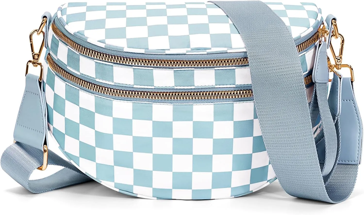 Bum Bags for Women Crossbody,Nylon Checkered Crossbody Bag Black and White Checkered Purse Oversized Slouchy Belt Bag