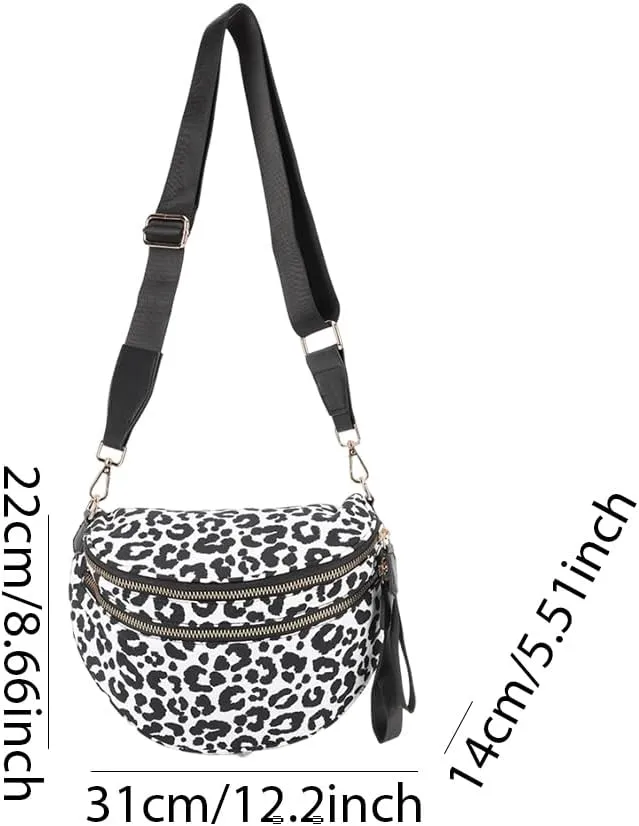 Bum Bags for Women Crossbody,Nylon Checkered Crossbody Bag Black and White Checkered Purse Oversized Slouchy Belt Bag