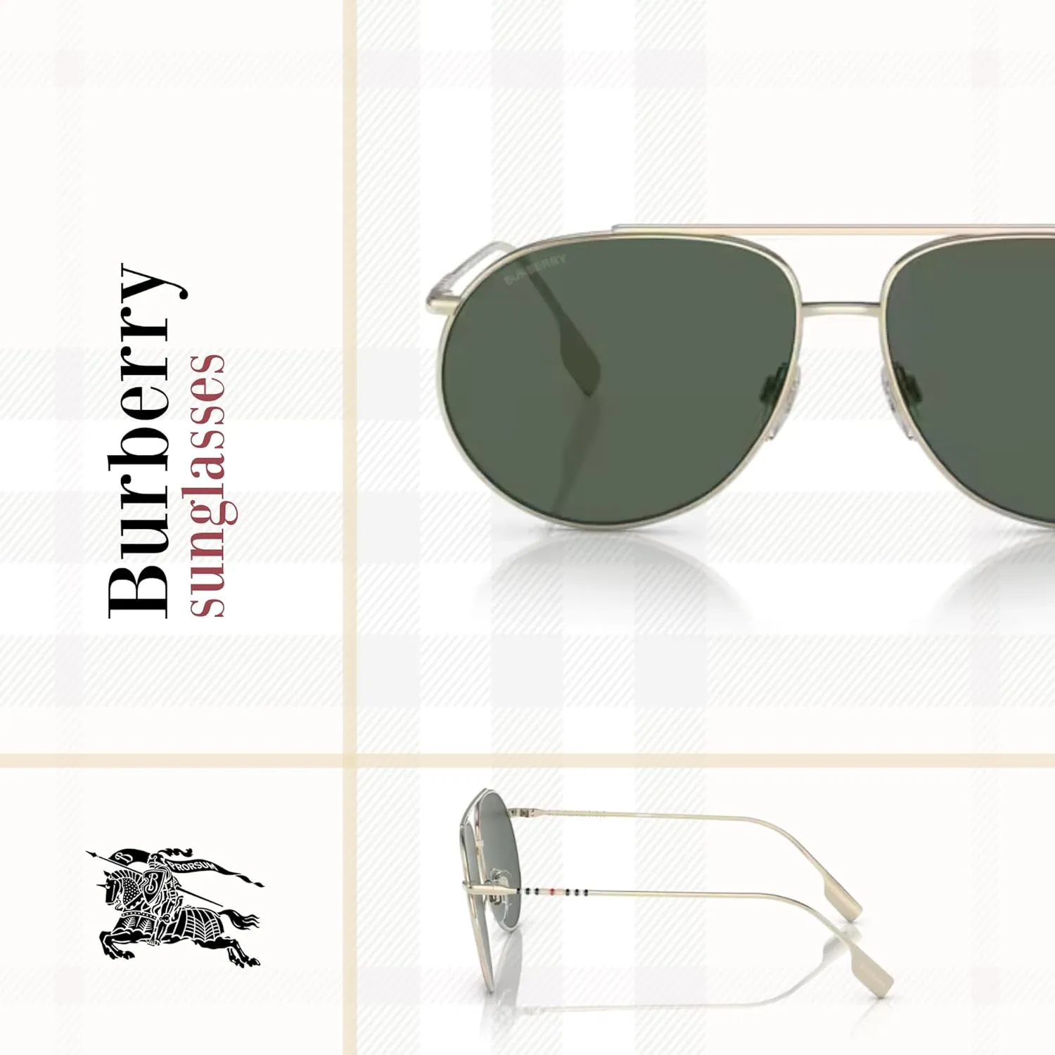 BURBERRY Alice BE3138 Metal Aviator Sunglasses for Women   BUNDLE With Designer iWear Eyewear Kit