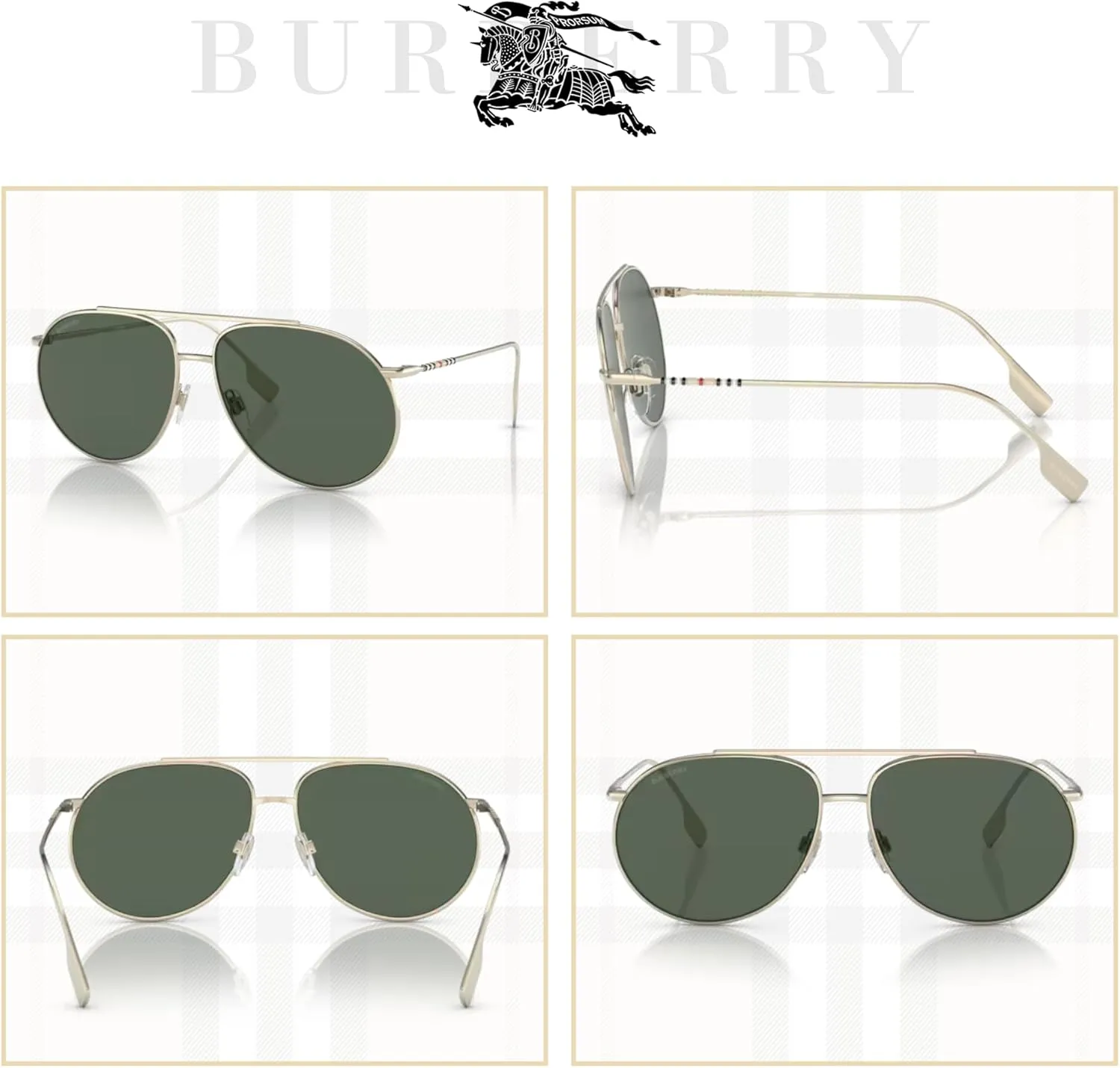 BURBERRY Alice BE3138 Metal Aviator Sunglasses for Women   BUNDLE With Designer iWear Eyewear Kit