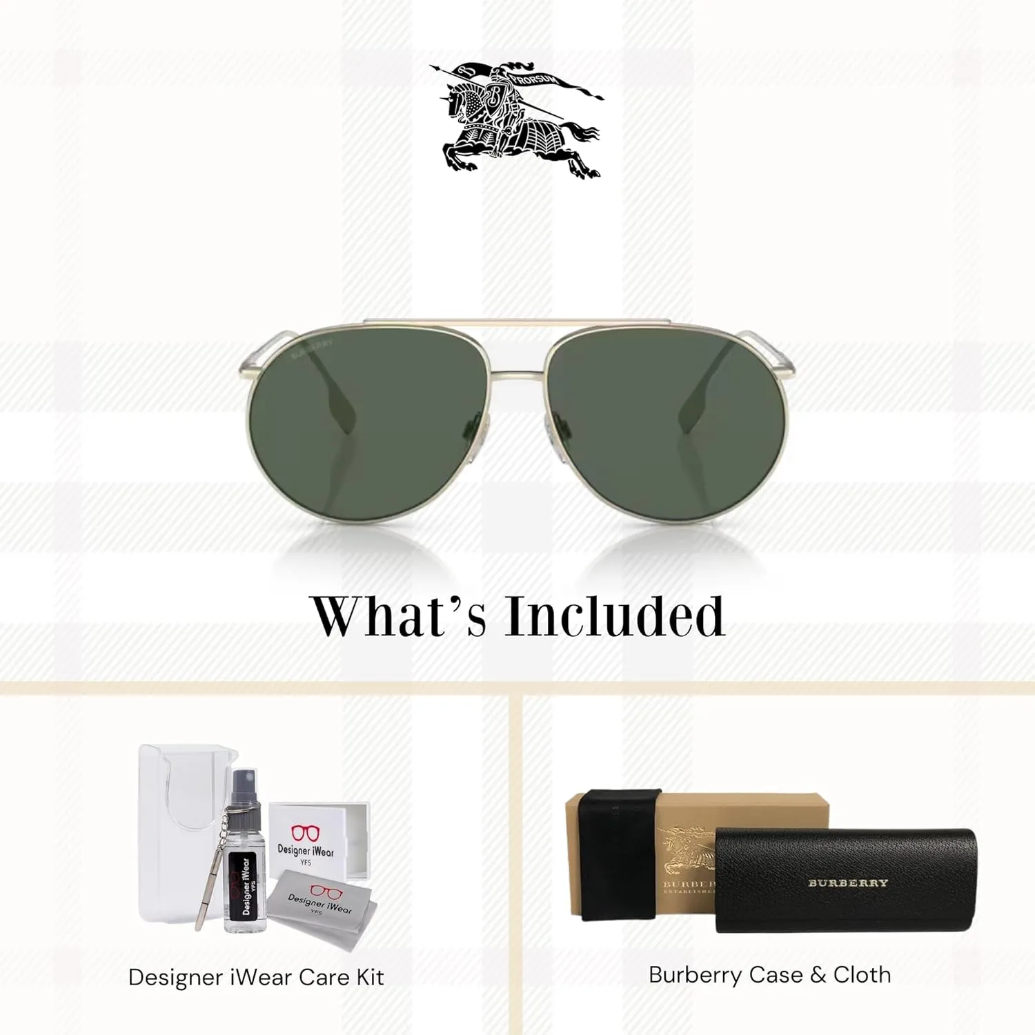 BURBERRY Alice BE3138 Metal Aviator Sunglasses for Women   BUNDLE With Designer iWear Eyewear Kit