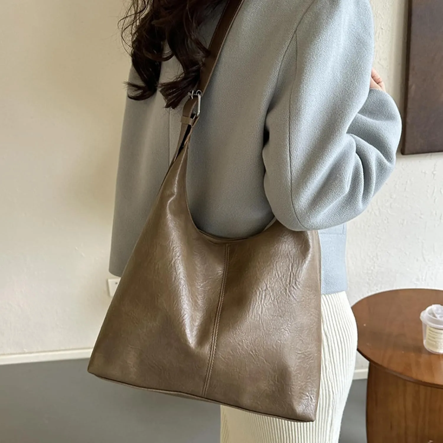 Burgundy Purse Vintage Shoulder Bag Unique Tote Purses for Women Fashion Hobo Hand Bag Womens Crescent Slouchy Bags