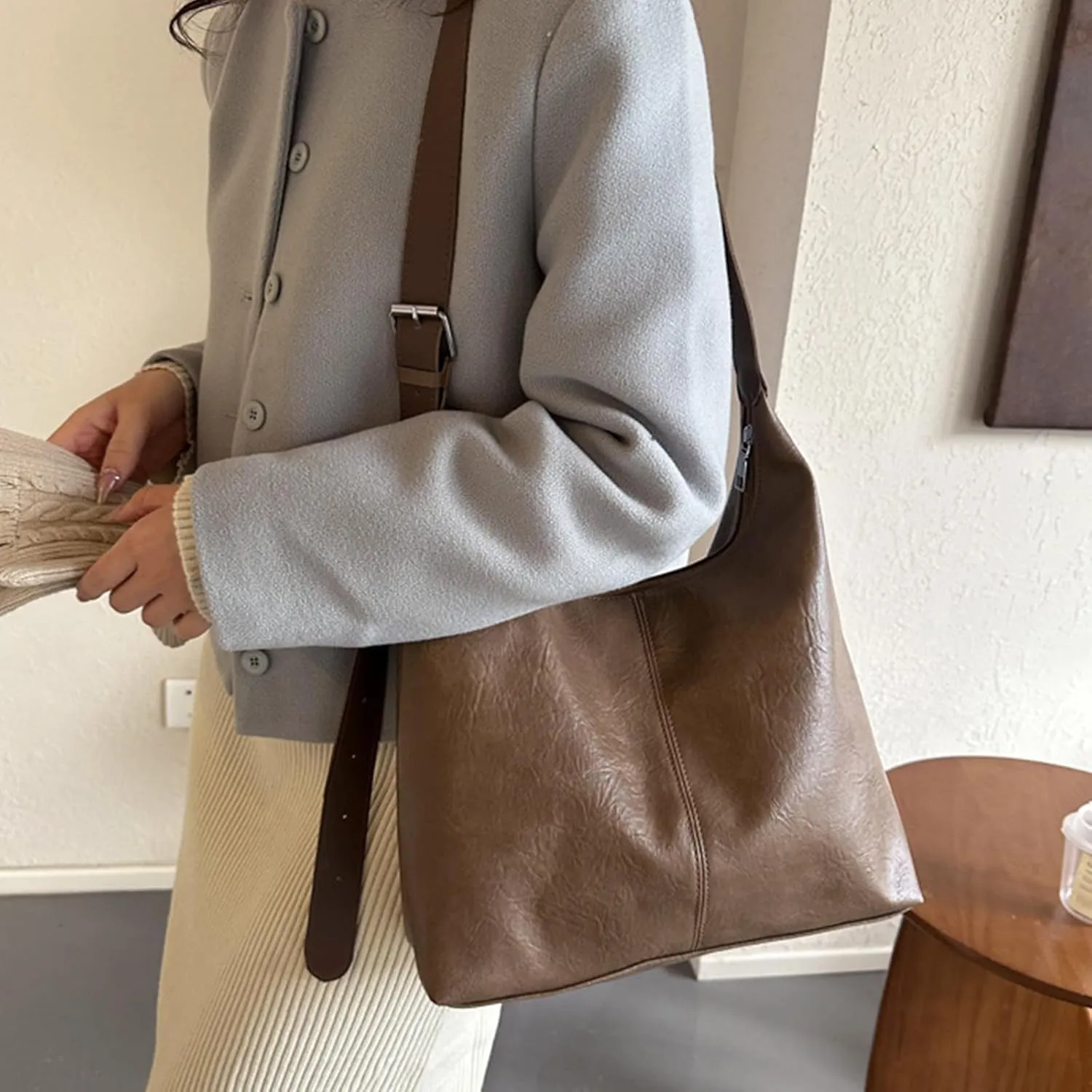 Burgundy Purse Vintage Shoulder Bag Unique Tote Purses for Women Fashion Hobo Hand Bag Womens Crescent Slouchy Bags