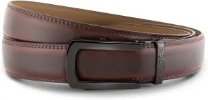 BURLEY Belts For Men Leather Original (Adjustable Fits Up to 44 Inch Waist) Ratchet Straps, Unique Magnetic Auto-lock Buckle Branded Belts For Men Leather Original, Brown Belt & Black Glossy