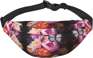 Butterflies and Fresh Bush Travel Fashion Waist Bag, Suitable for Sports, Running, Cycling, Traveling, Fishing Boys Large Crossbody Waist Bag,