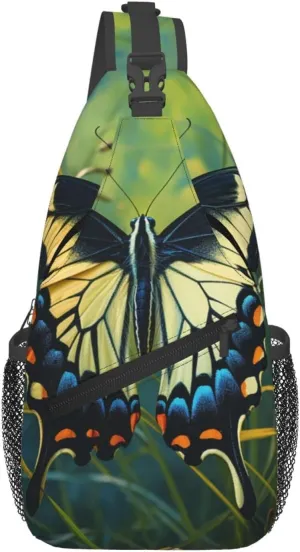 Butterfly on Stem Sling Backpack for Women Men Cross Chest Bag Diagonally Crossbody Shoulder Bag Travel