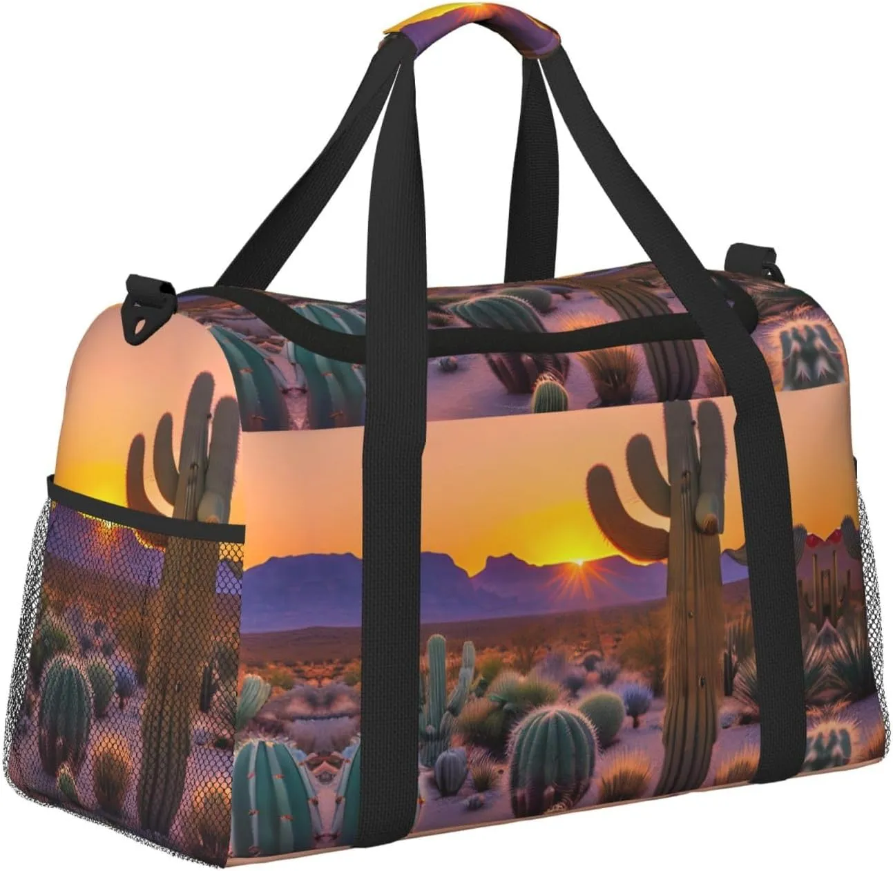 Cactus Desert Sunsets Travel Bag, Weekender Bags For Women Men For Outdoor Adventures, Ideal For Camping And Hiking