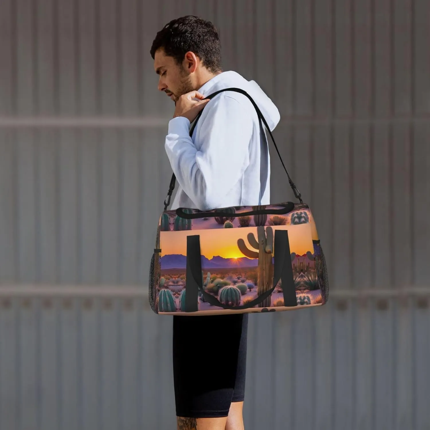 Cactus Desert Sunsets Travel Bag, Weekender Bags For Women Men For Outdoor Adventures, Ideal For Camping And Hiking