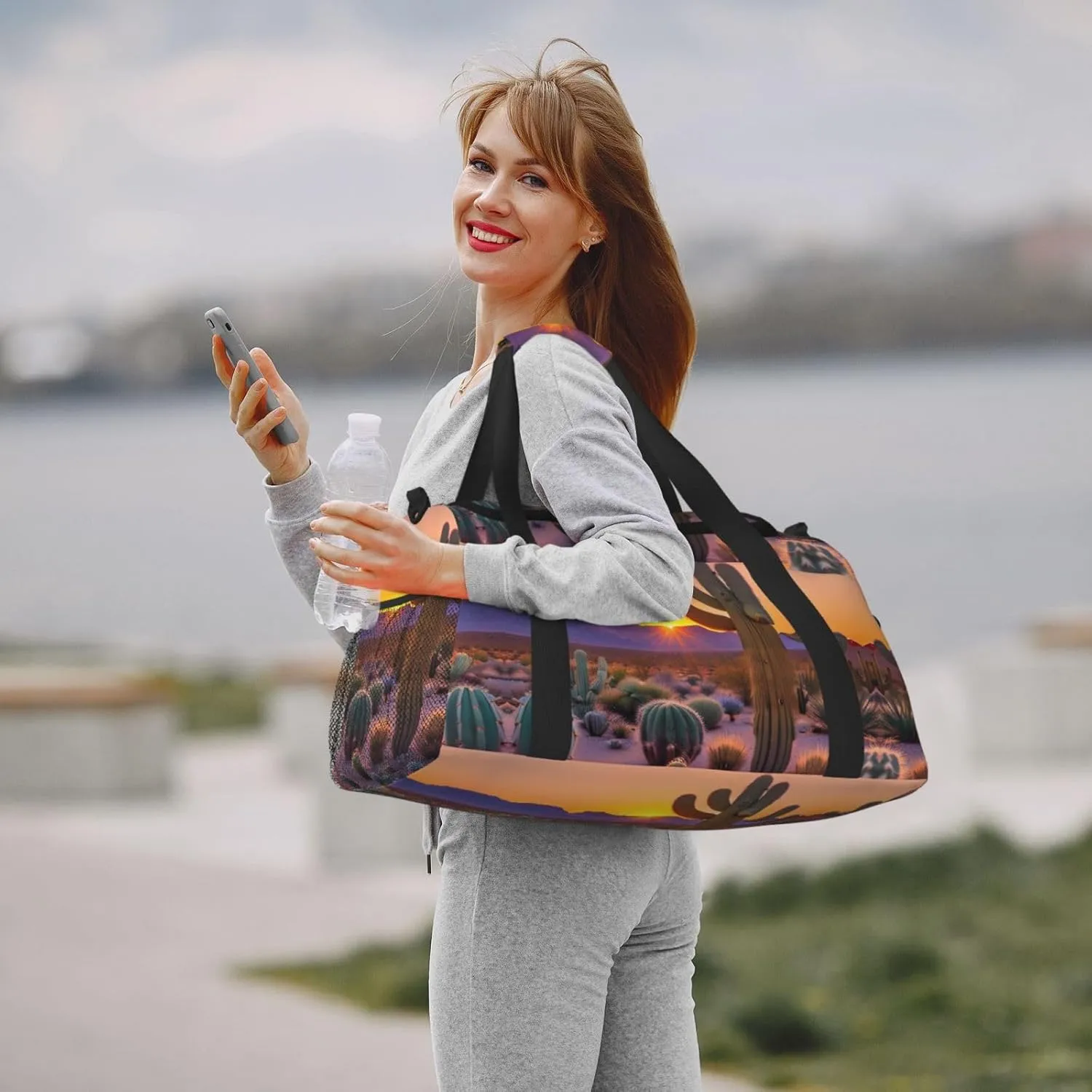 Cactus Desert Sunsets Travel Bag, Weekender Bags For Women Men For Outdoor Adventures, Ideal For Camping And Hiking