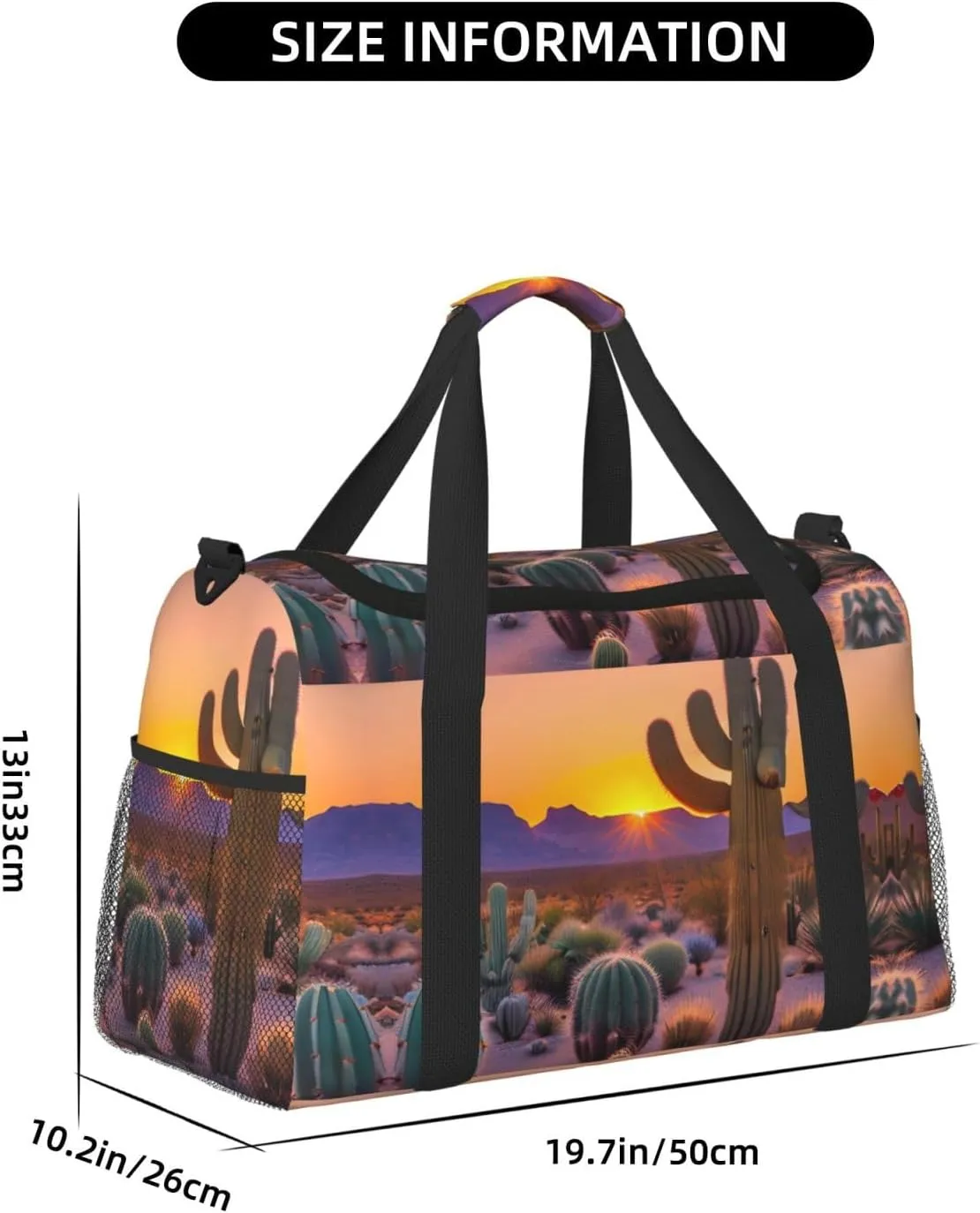Cactus Desert Sunsets Travel Bag, Weekender Bags For Women Men For Outdoor Adventures, Ideal For Camping And Hiking