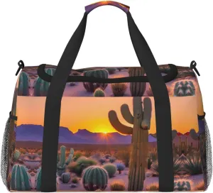 Cactus Desert Sunsets Travel Bag, Weekender Bags For Women Men For Outdoor Adventures, Ideal For Camping And Hiking