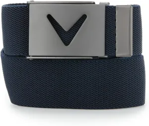 Callaway Men's V-Logo Web Golf Belt, Durable Textured Stretch Material, Metal Tip & Adjustable Buckle, Solid Color