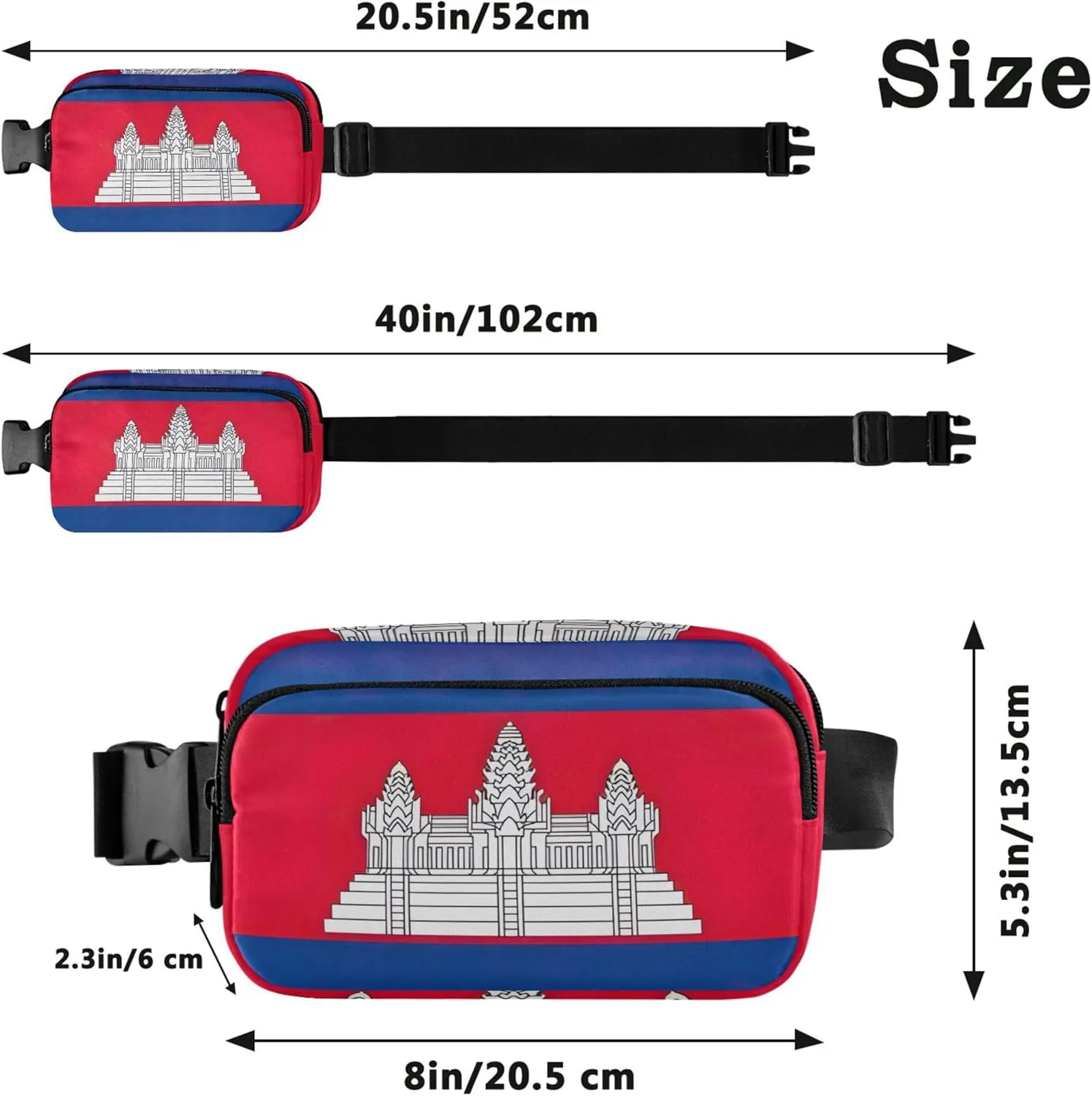 Cambodia Flag Womens Fanny Pack Waterproof Belt Bag Hip Pack Cute Waist Pouch for Women