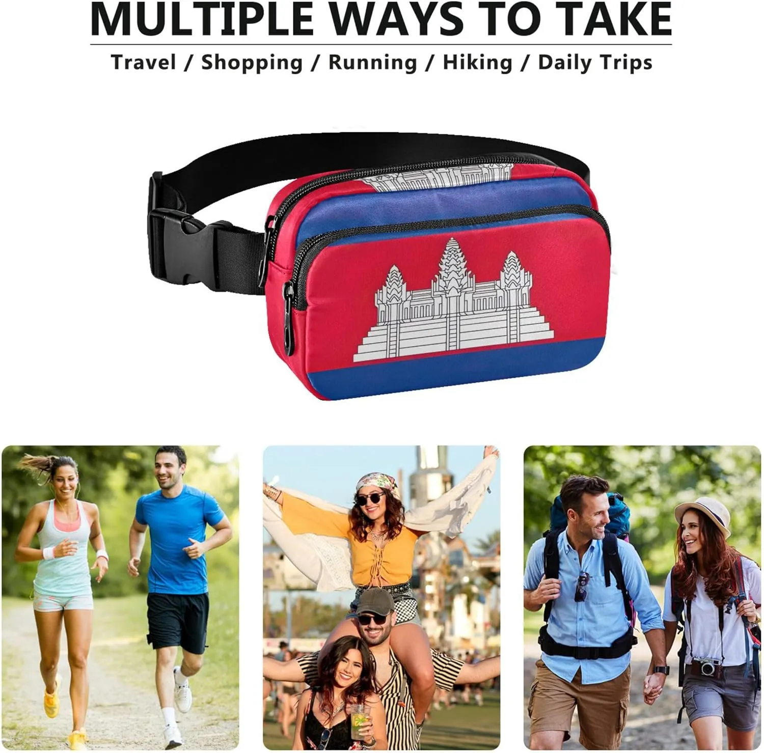 Cambodia Flag Womens Fanny Pack Waterproof Belt Bag Hip Pack Cute Waist Pouch for Women