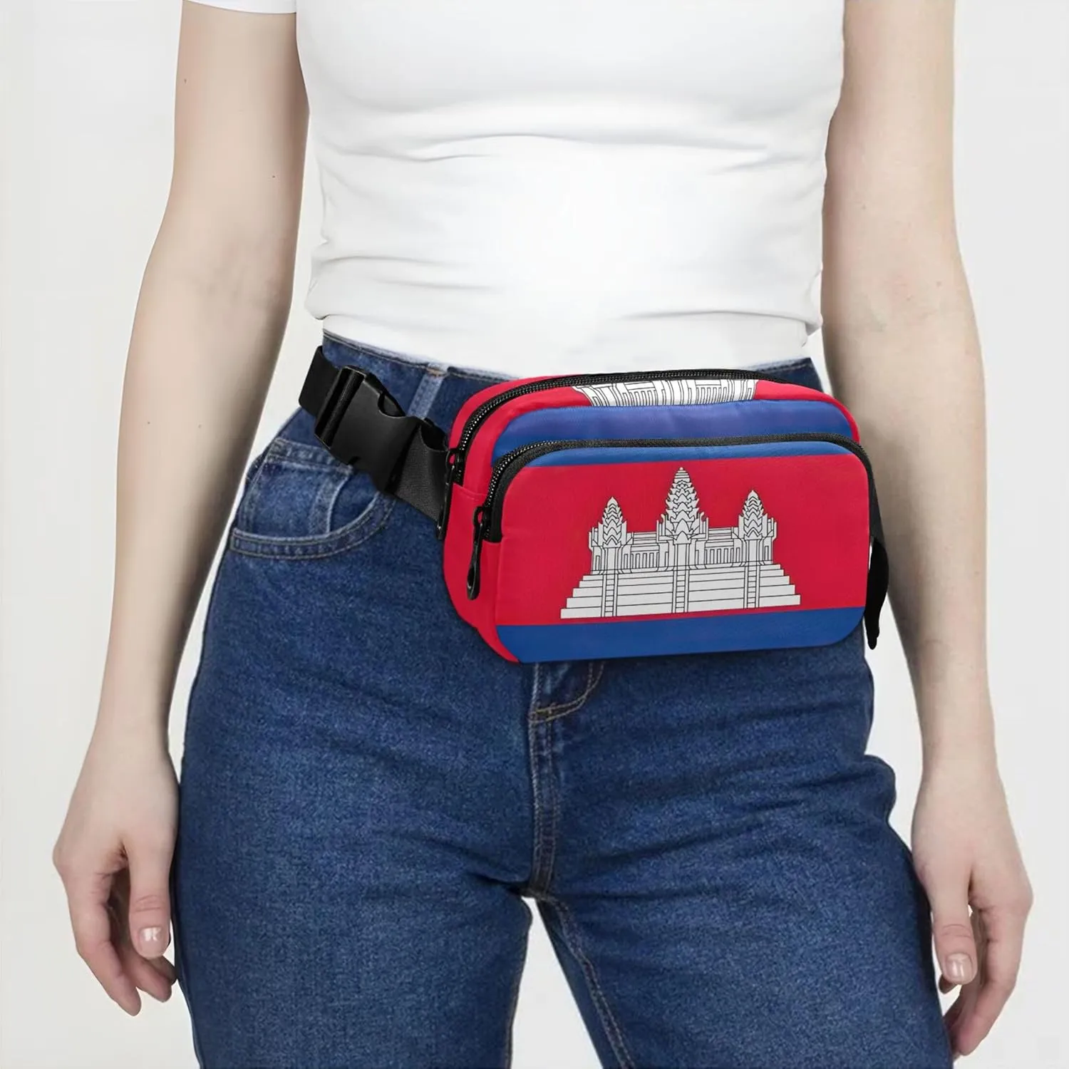 Cambodia Flag Womens Fanny Pack Waterproof Belt Bag Hip Pack Cute Waist Pouch for Women