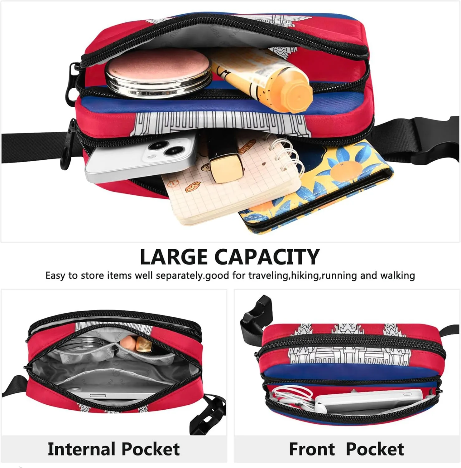 Cambodia Flag Womens Fanny Pack Waterproof Belt Bag Hip Pack Cute Waist Pouch for Women