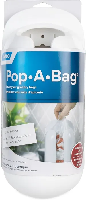 Camco Pop-A-Bag | Features a Compact Design That Conveniently Stores and Dispenses Reusable Plastic Grocery Bags Inside RVs, Campers, Boats, Home, and Office | Polymer, White (57061)