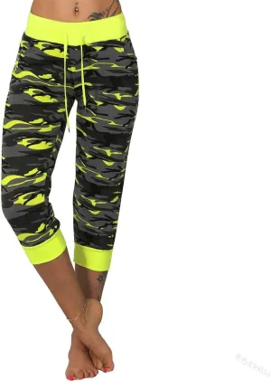 Camouflage Sweatpants for Women Drawstring Capris Summer Casual Comfy Workout High Waisted Sport Pants Yoga Pants
