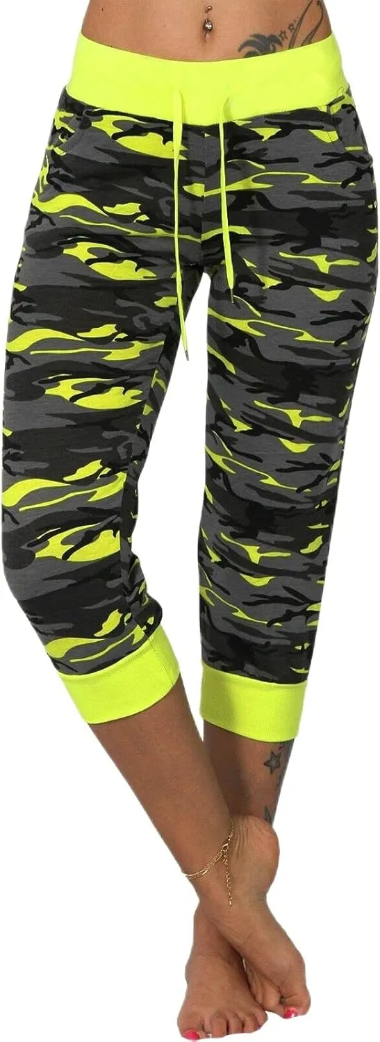 Camouflage Sweatpants for Women Drawstring Capris Summer Casual Comfy Workout High Waisted Sport Pants Yoga Pants