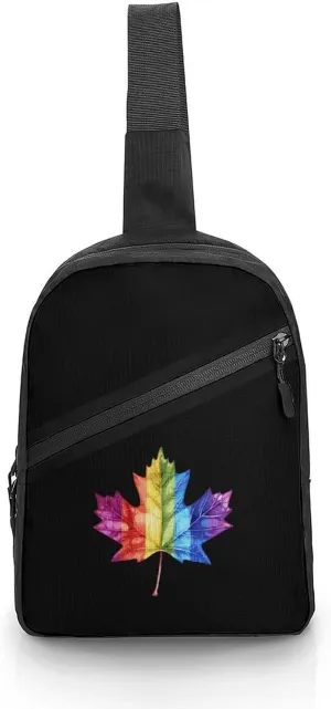 Canada Leaf LGBT Prideful Sling Backpack Crossbody Shoulder Bag Casual Chest Bag Travel Hiking Daypack