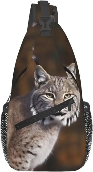 Canada Lynx Sling Bag Waterproof Lightweight Crossbody Shoulder Backpack Chest Bags Travel Hiking Casual Daypack For Women Men
