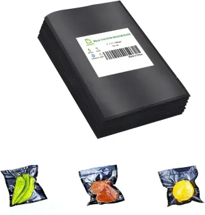 CANLENPK 4x6Inch/10x15cm Black Back and Clear Front Small Vacuum Sealer Bags,Food Storage Bag,Seal Meal Snack Fruit Nut,Boil Steam Heat Freeze,Commercial Grade Heavy Duty Sealable Bags (100PCS)