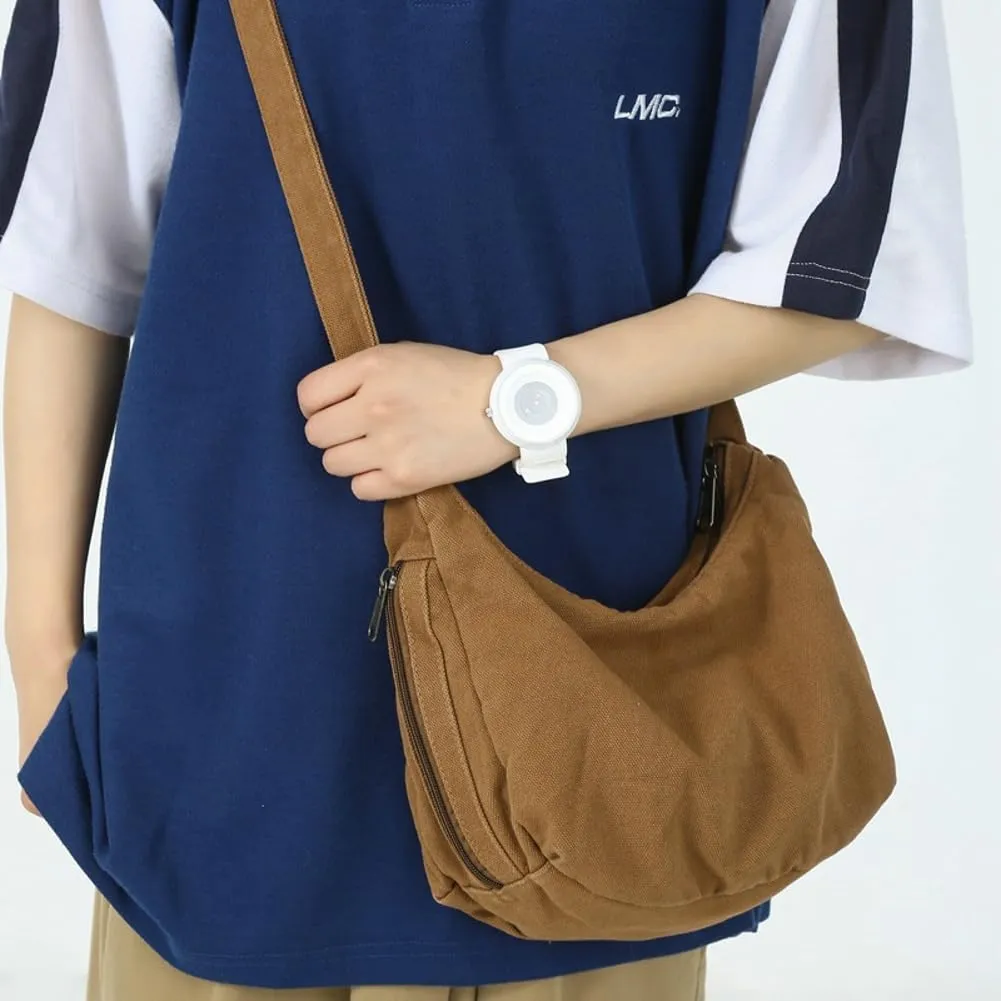 Canvas Crossbody Purses for Women Slouchy Shoulder Bag Casual Travel Bag Satchel Bag Hobo Bag Purses Holiday Outdoor