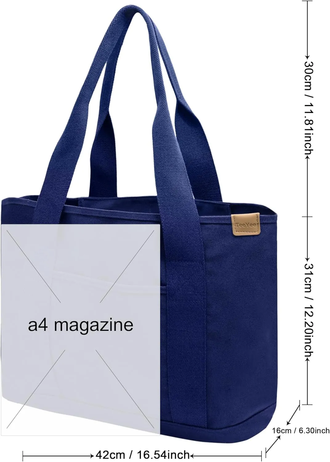 Canvas Tote Bag Casual Multi pockets Handbags Large Capacity Shopping Shoulder Bag with Pocket Bags Work Purses