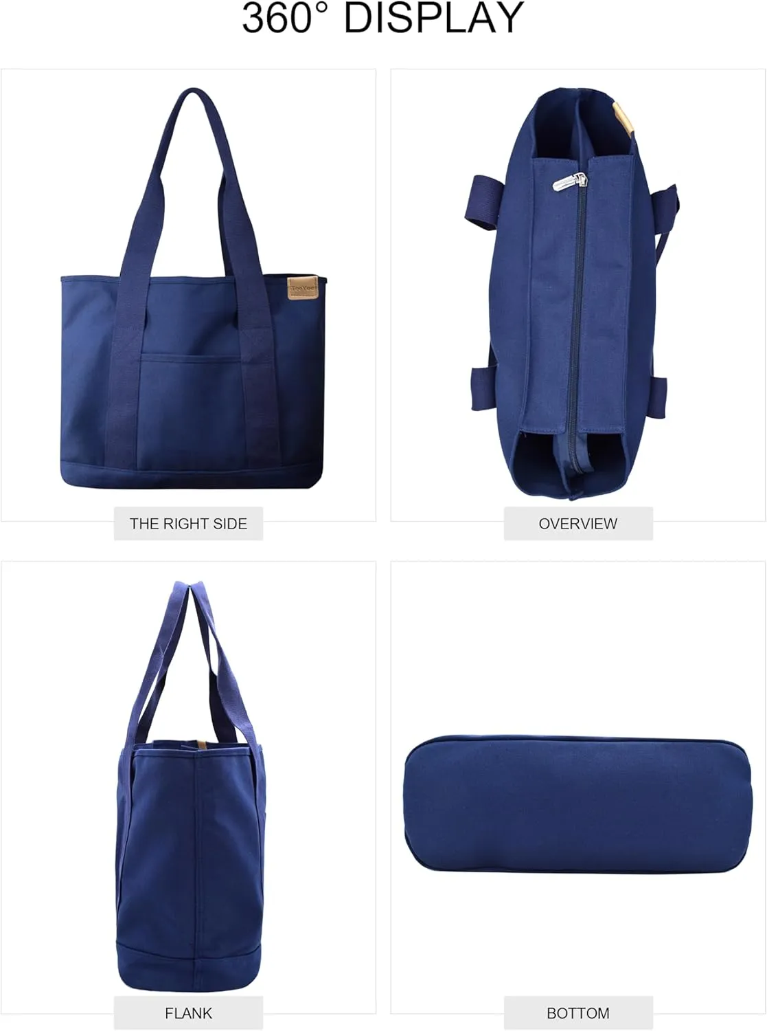 Canvas Tote Bag Casual Multi pockets Handbags Large Capacity Shopping Shoulder Bag with Pocket Bags Work Purses