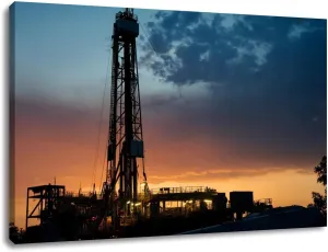 Canvas Wall Art Prints Oil drilling rig derrick structure dusk sky Large Framed Artwork Wall Paintings Pictures Posters 24"x36" Wall Decor for Living Room Office Bedroom