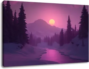 Canvas Wall Art Prints Pink Sunset Mount Rainier Cascade Range Snowy Mountains Pine Trees Large Framed Artwork Wall Paintings Pictures Posters 20"x32" Wall Decor for Living Room Office Bedroom